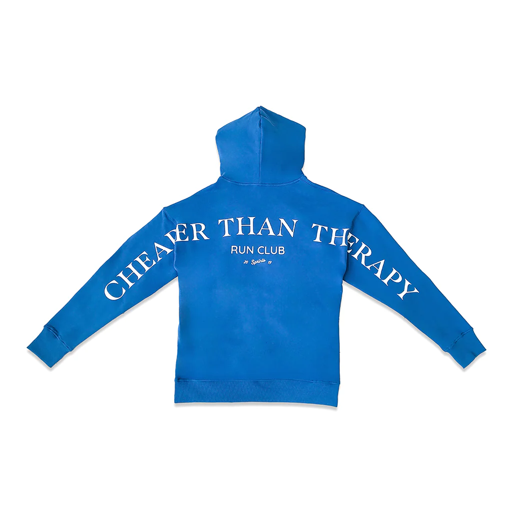 Run Club Oversized Hoodie - Cheaper than Therapy - Blue - Image 2