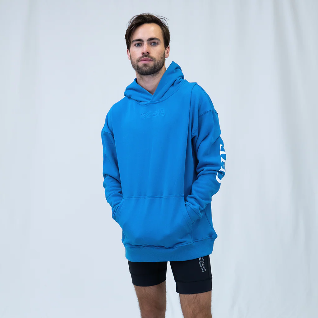 Run Club Oversized Hoodie - Cheaper than Therapy - Blue - Image 4
