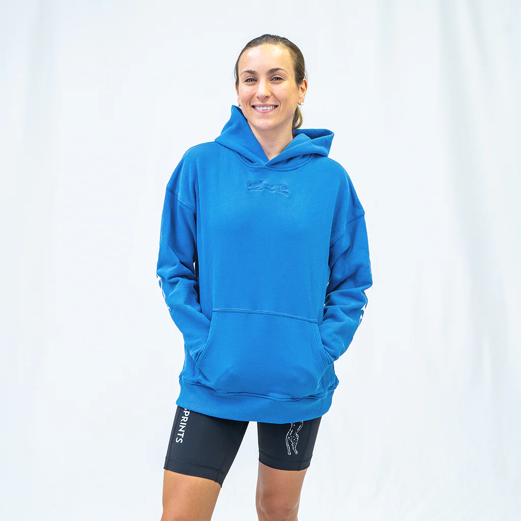 Run Club Oversized Hoodie - Cheaper than Therapy - Blue - Image 5