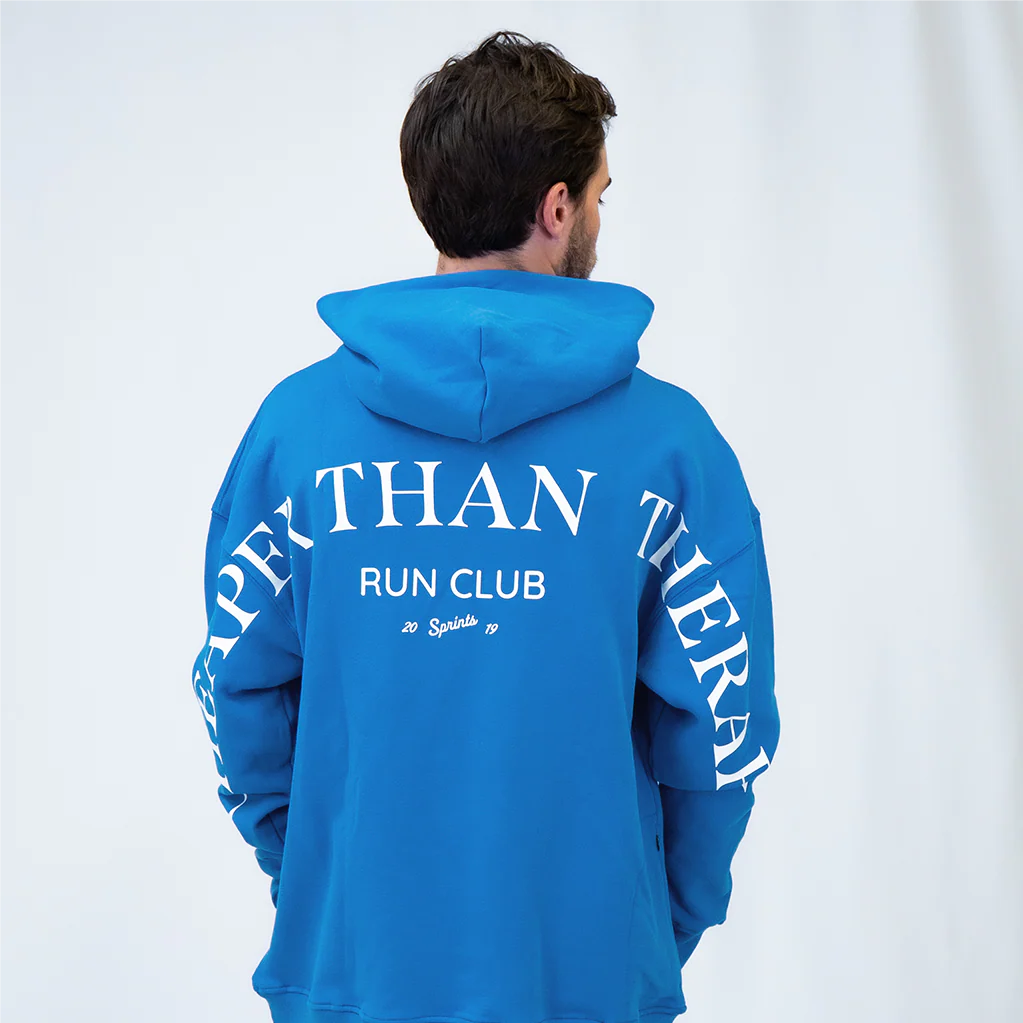 Run Club Oversized Hoodie - Cheaper than Therapy - Blue - Image 7