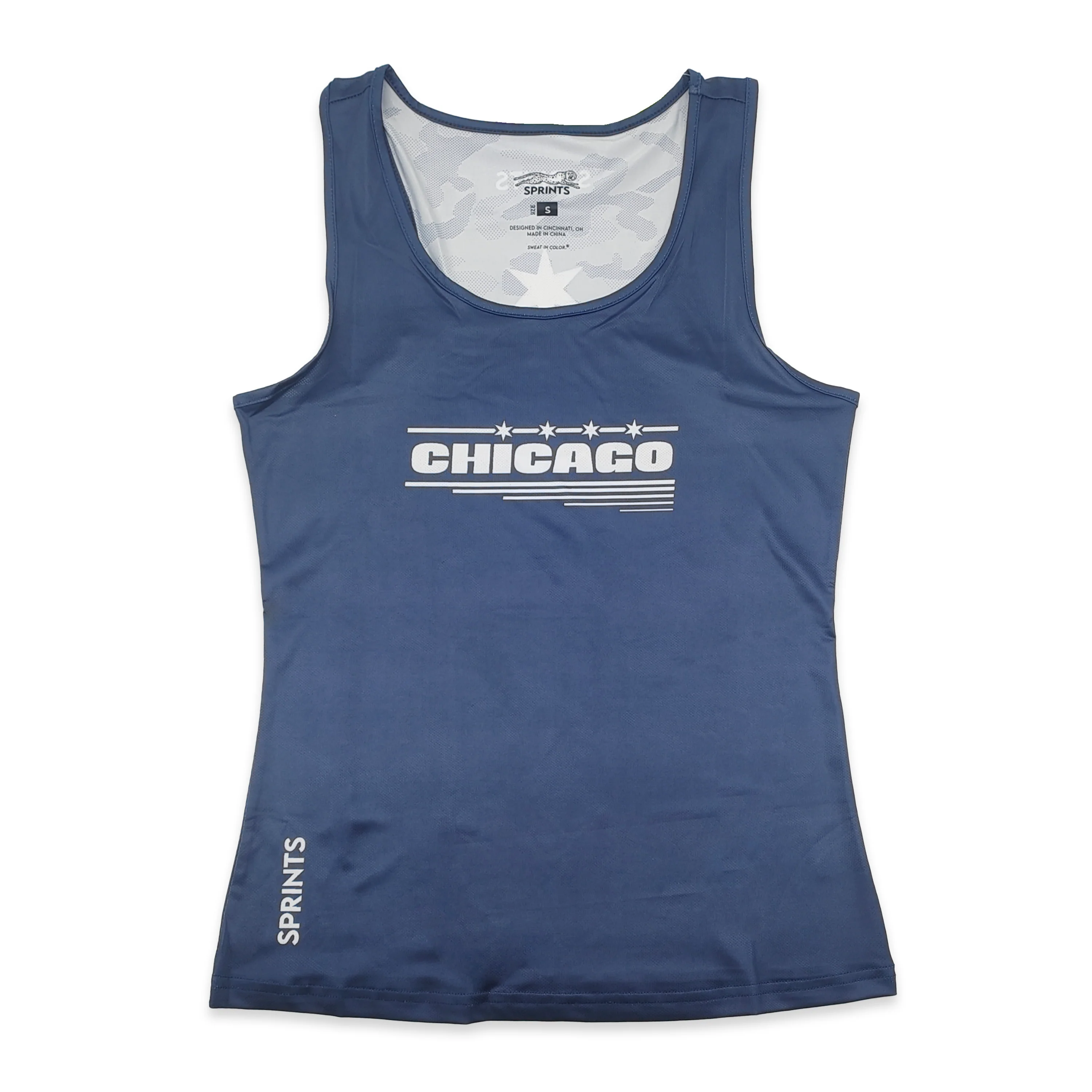 Womens Running Tank - Chicago Four Star Blue