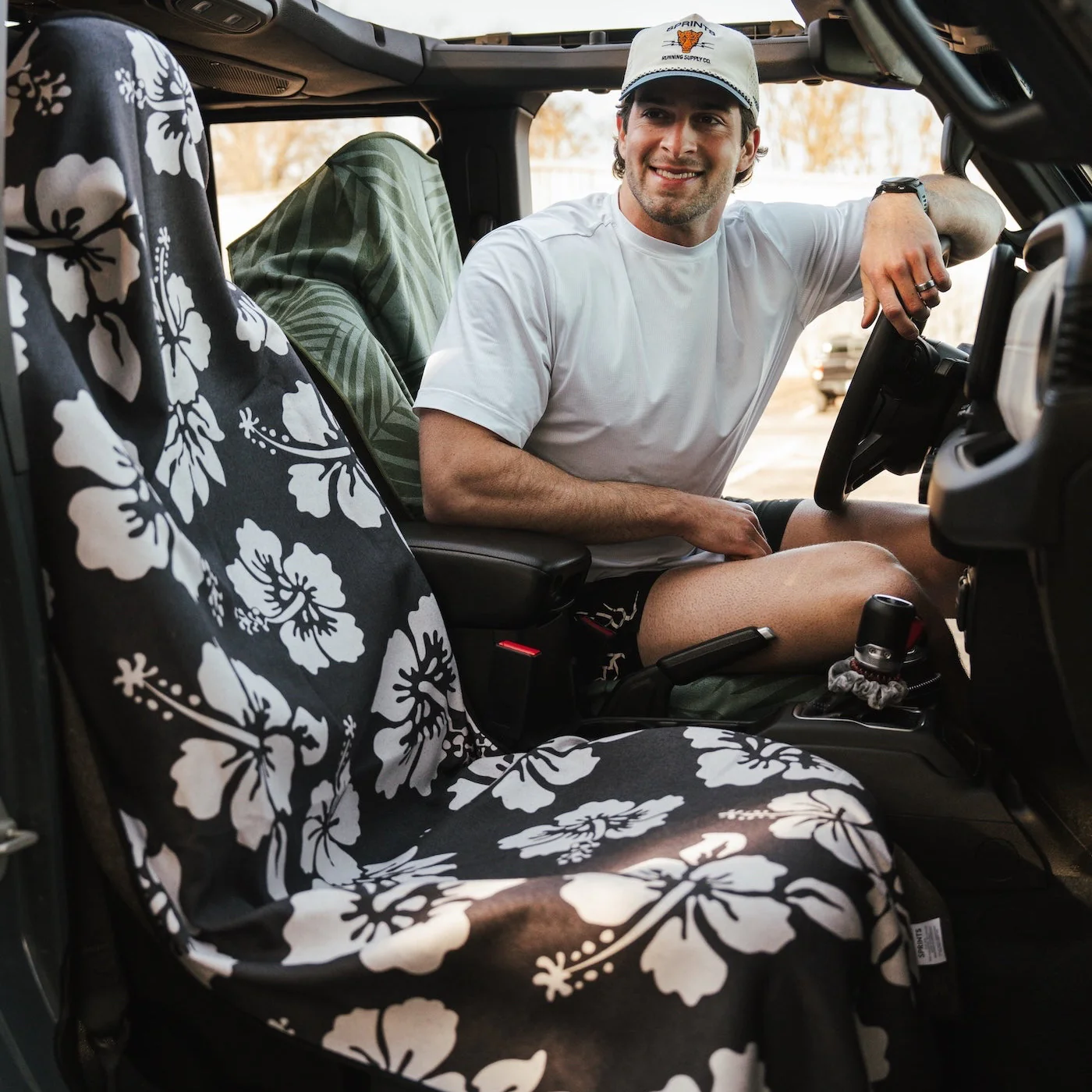 Flex on the Beach - Black Car Seat Cover Towel - Image 4