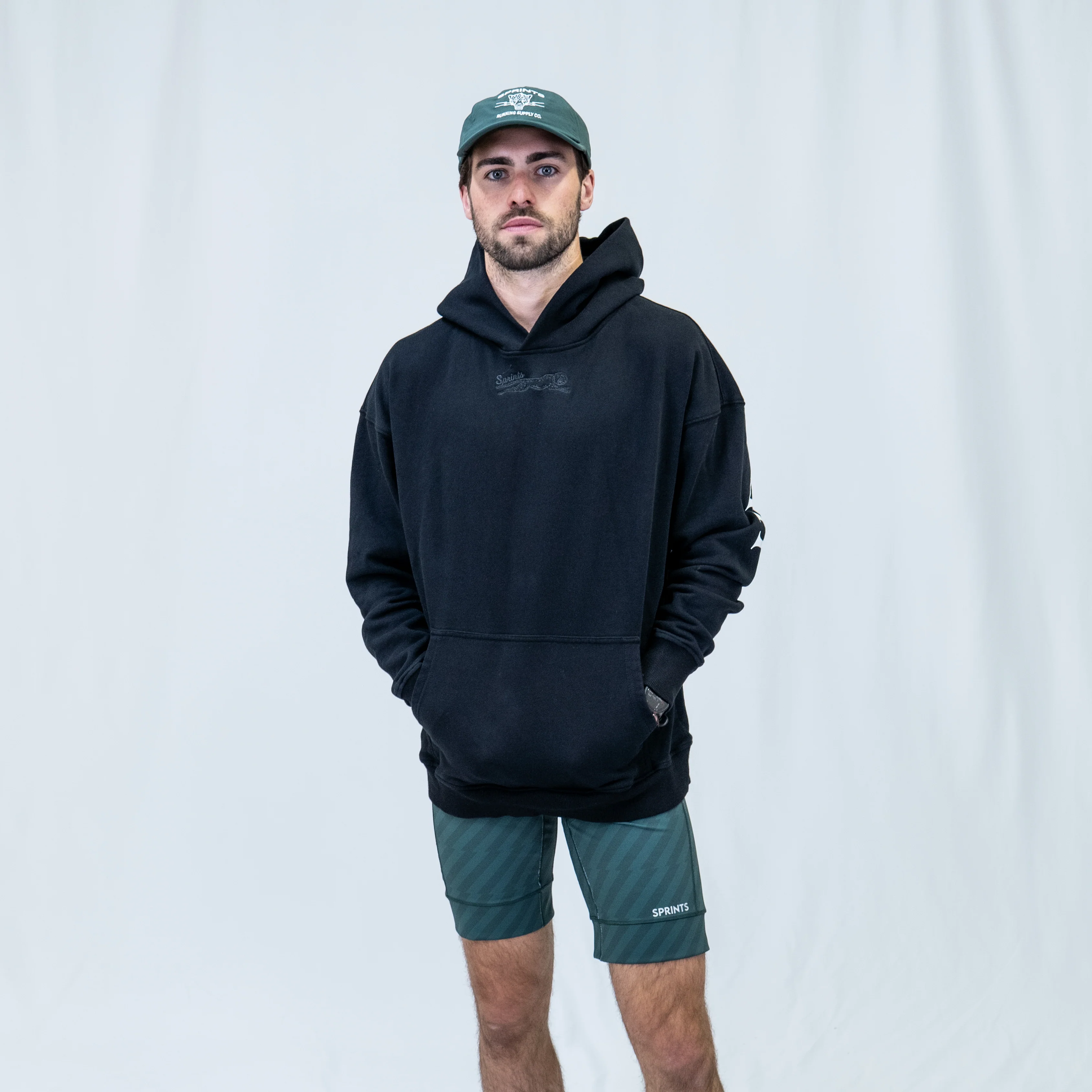 Run Club Oversized Hoodie - Here for the Beers - Black - Image 3