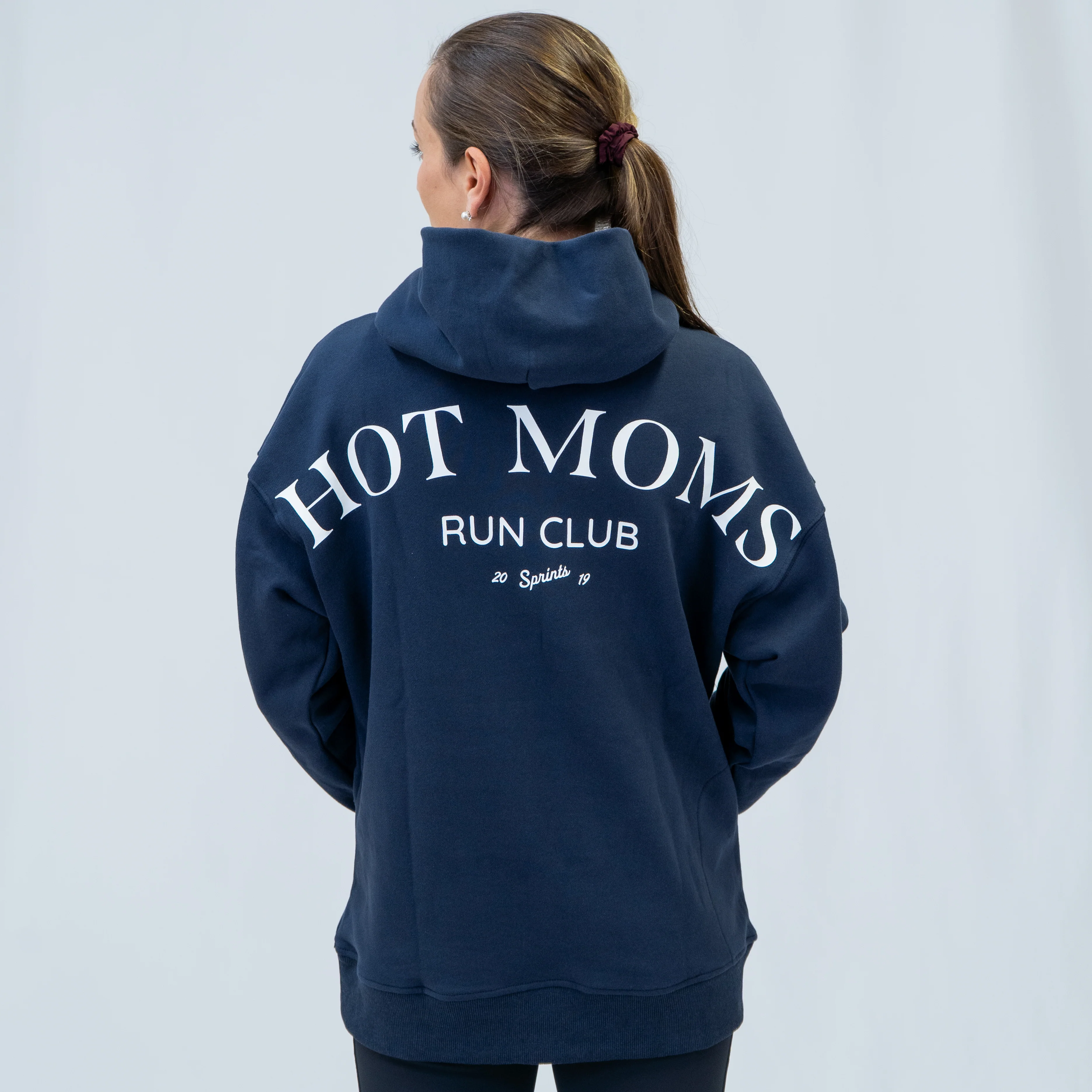 Run Club Oversized Hoodie - Hot Moms - Navy - Image 7