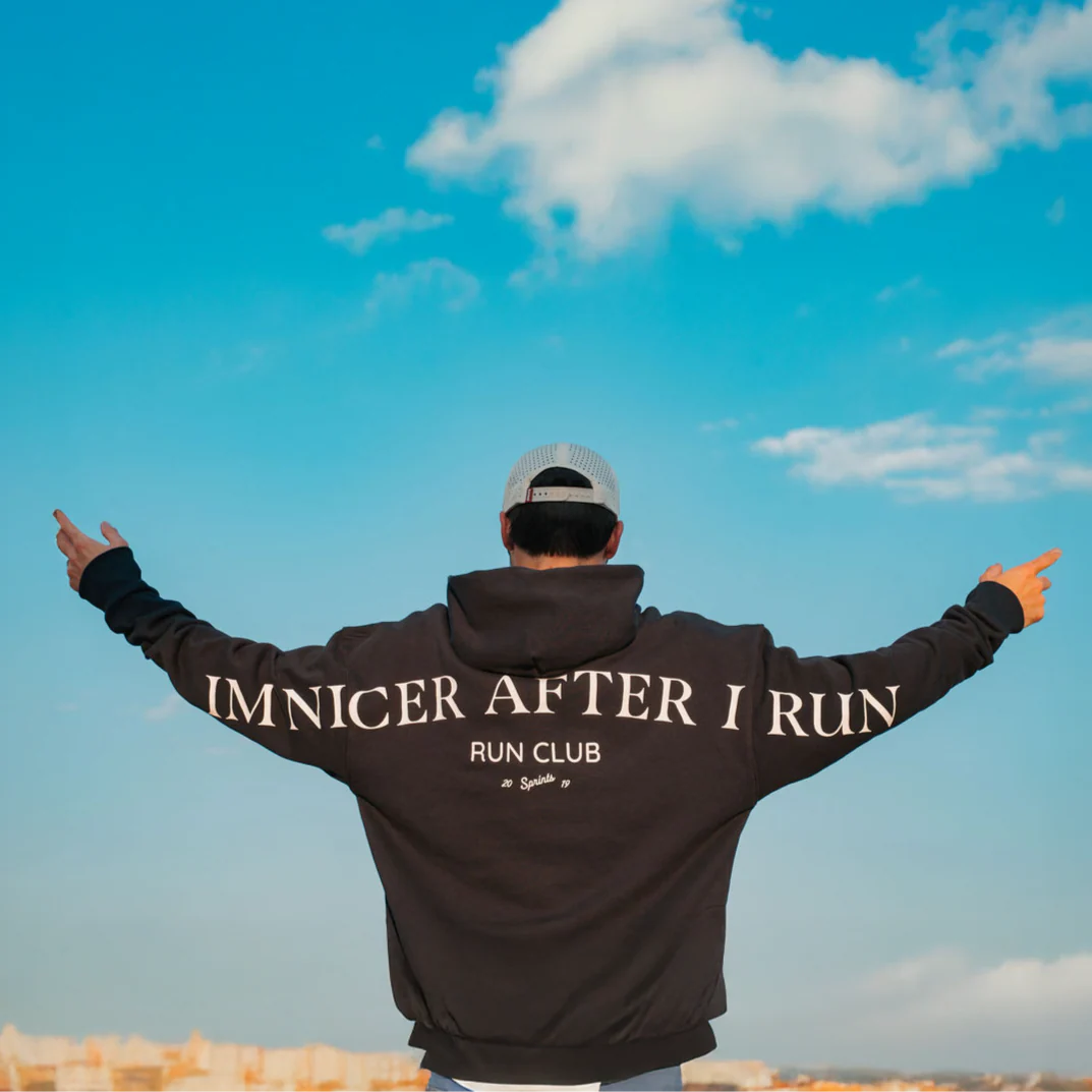 Run Club Oversized Hoodie - I'm Nicer After I Run - Navy