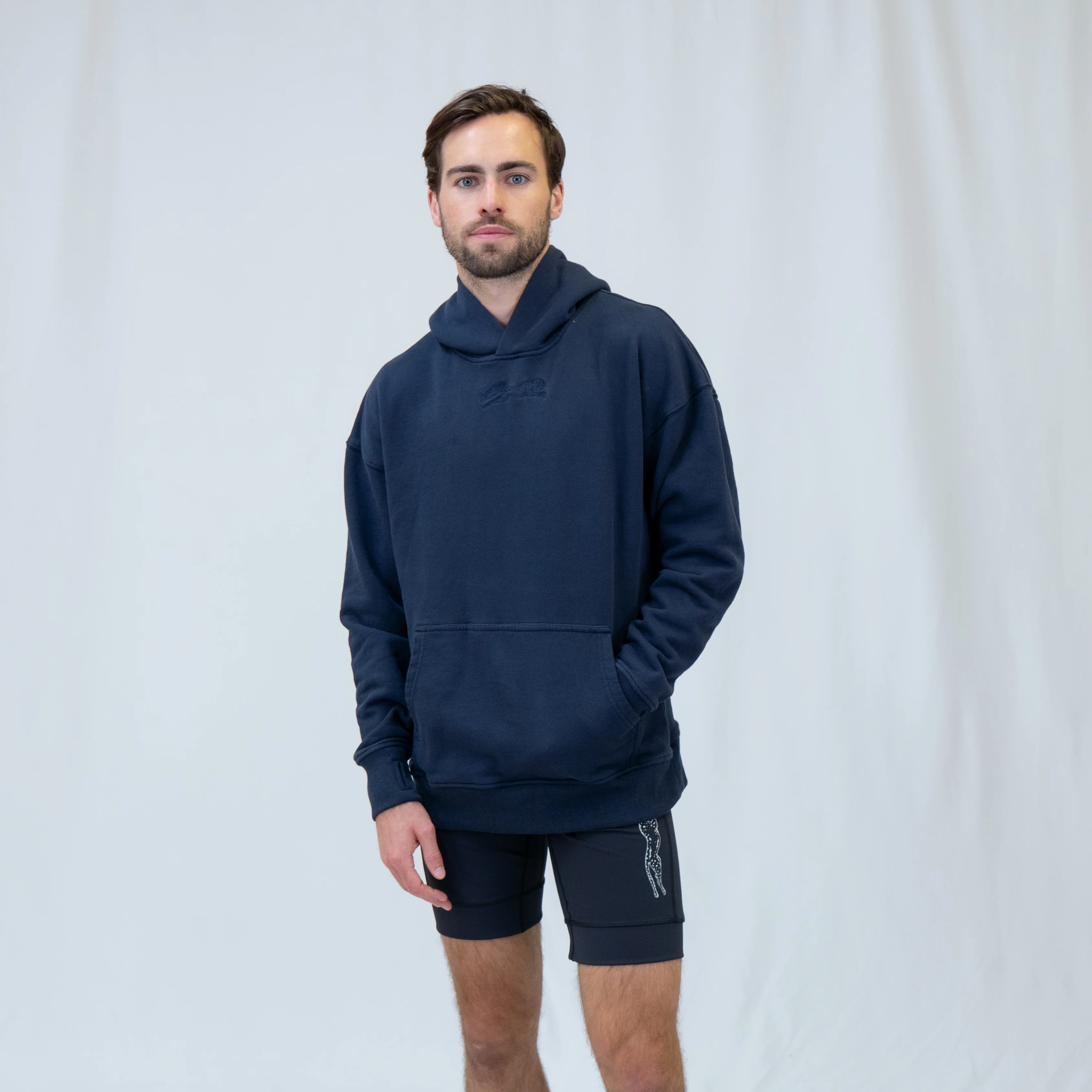 Run Club Oversized Hoodie - I'm Nicer After I Run - Navy - Image 4