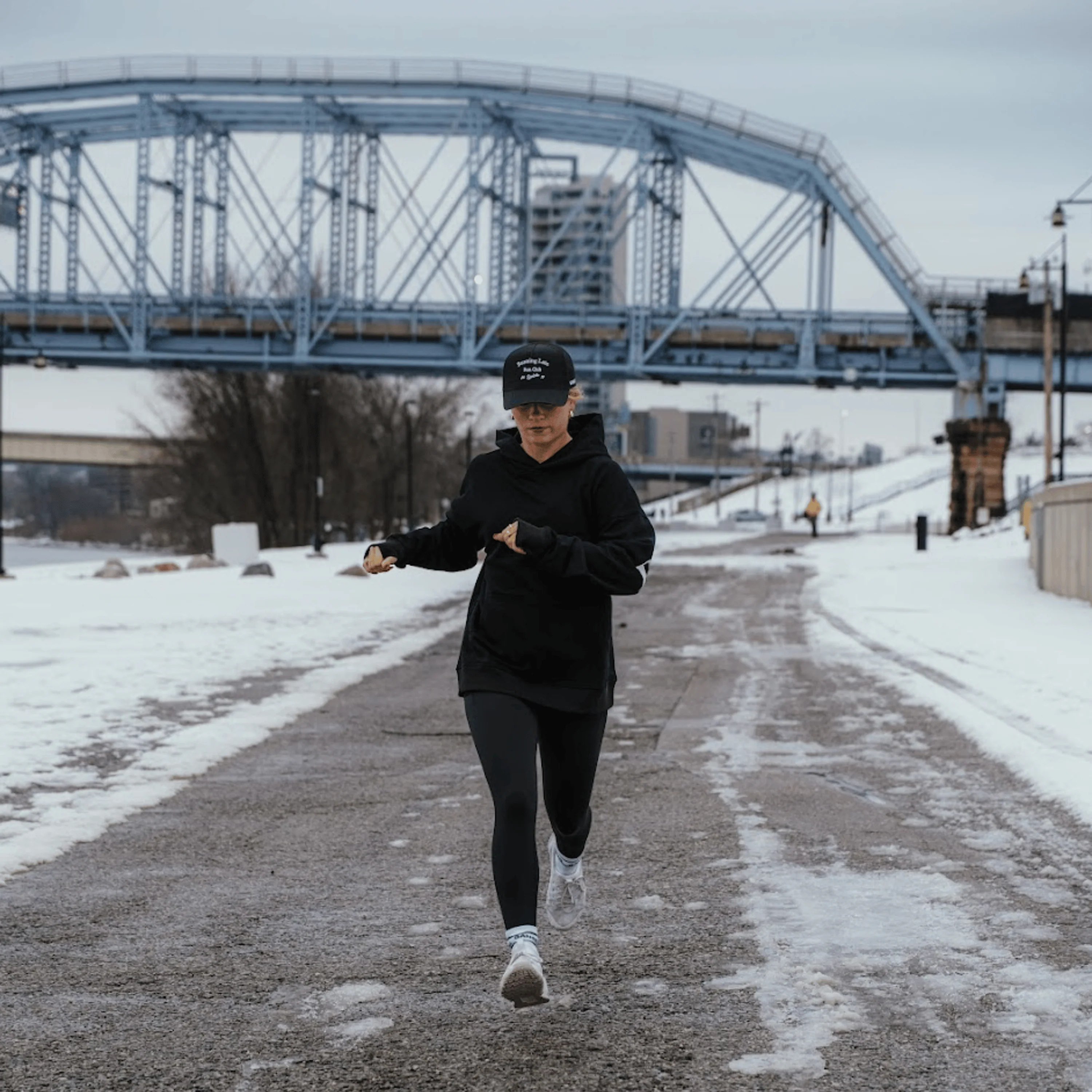 Run Club Oversized Hoodie - Running Late - Black - Image 5